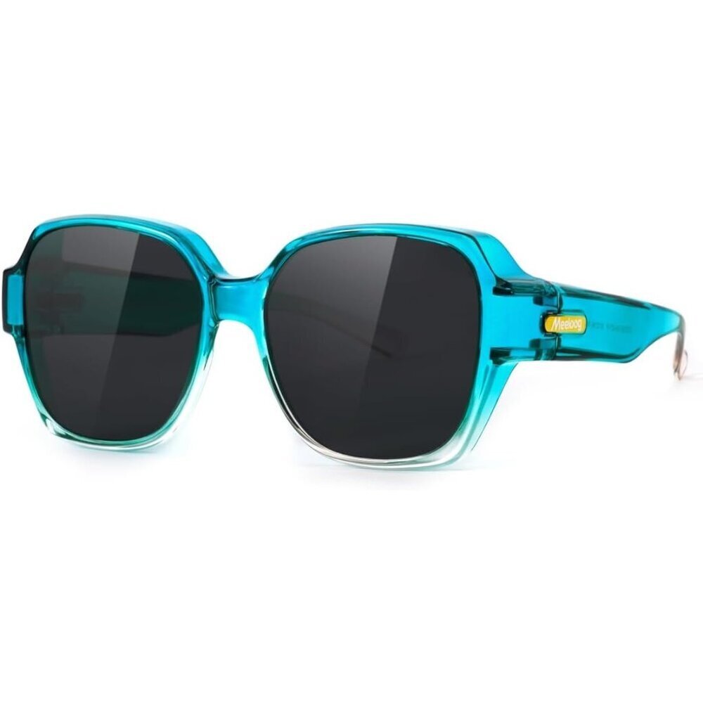 Women's Gradient Blue Frame Black Lens Stylish Oversized Fit-over Sunglasses
